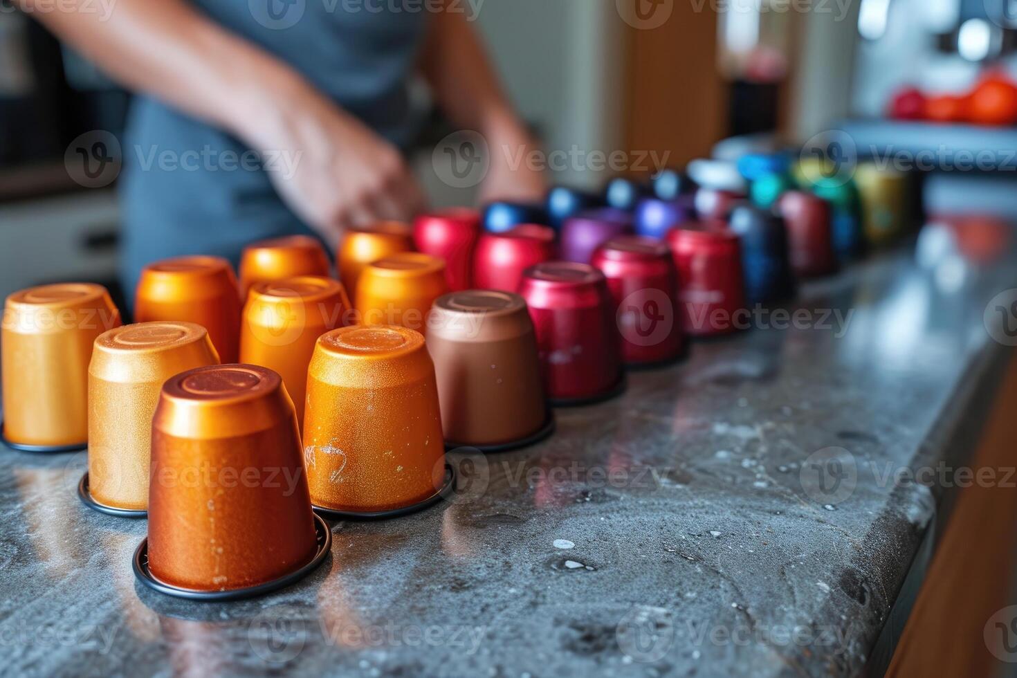 AI generated coffee pods on kitchen counter professional advertising food photography photo