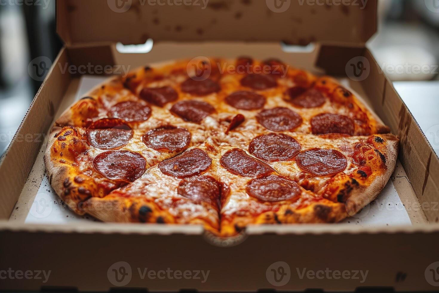 AI generated takeaway or delivery pizza box professional advertising food photography photo