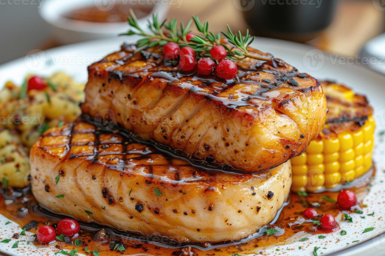 AI generated food on the kitchen table to post on social media professional advertising food photography photo