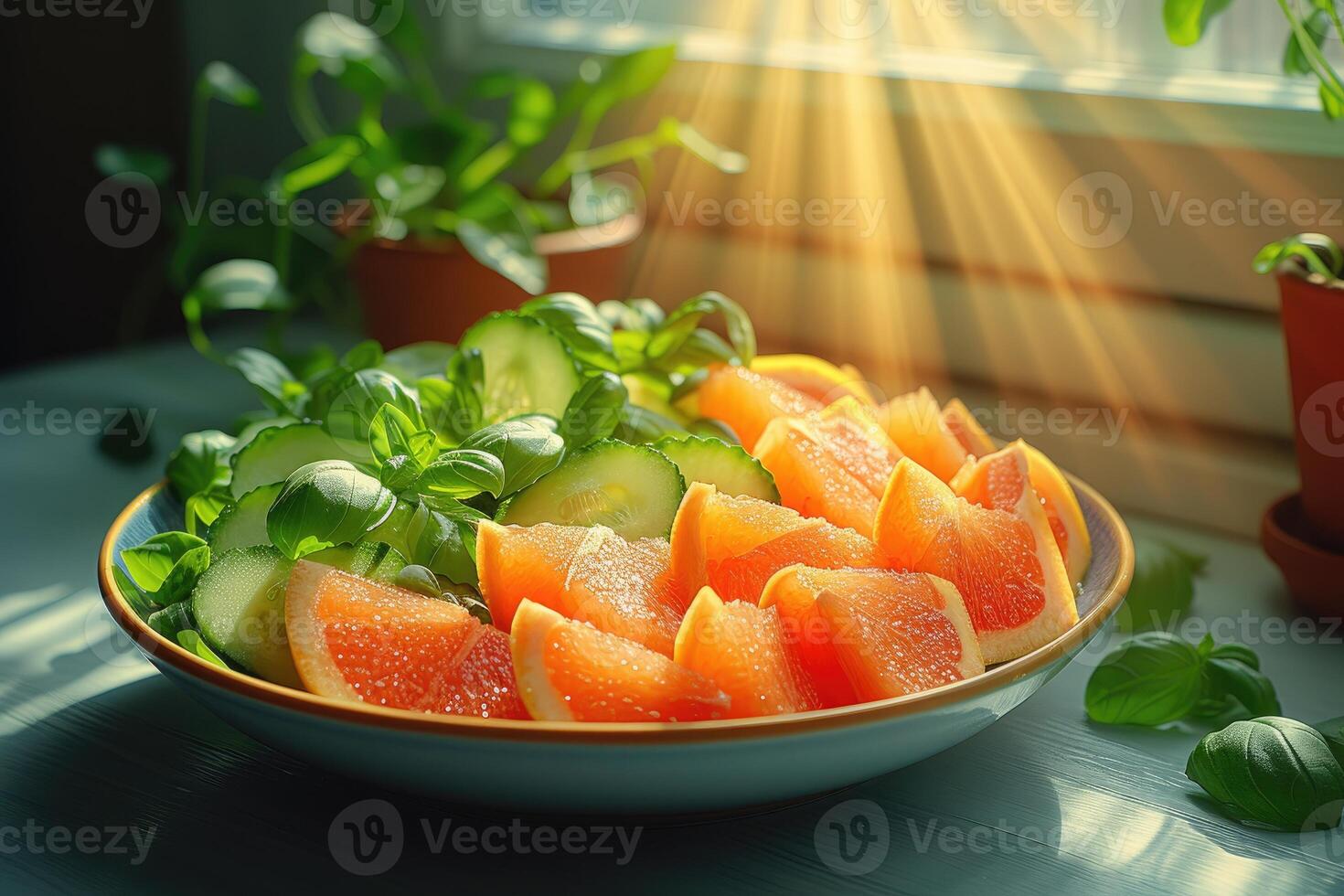 AI generated food on the kitchen table to post on social media professional advertising food photography photo