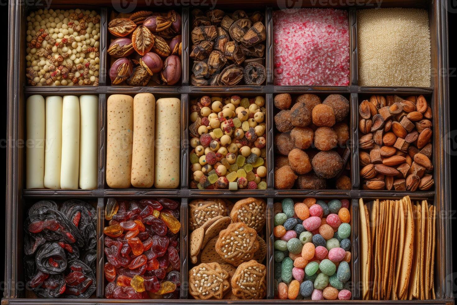 AI generated A large gift box filled with a variety of chocolates and cookies professional advertising food photography photo