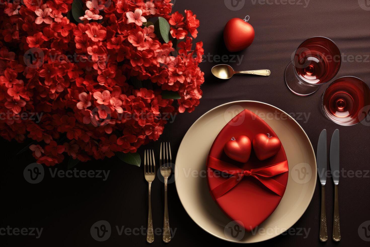 AI generated table set for romantic dinner professional advertising photography photo