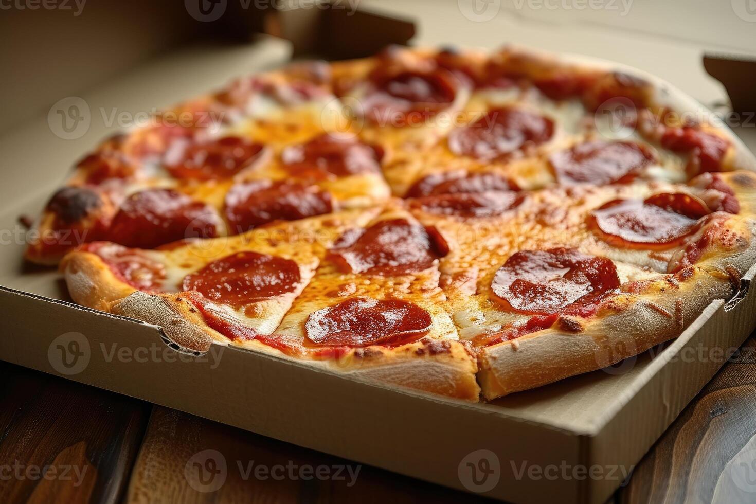 AI generated takeaway or delivery pizza box professional advertising food photography photo