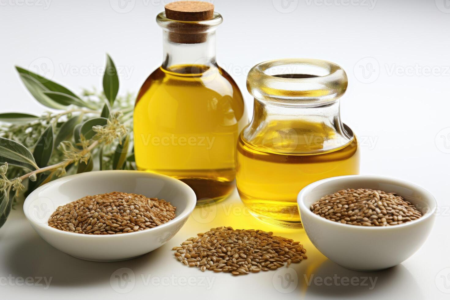 AI generated sesame oil extract with isolated kitchen table professional advertising food photography photo