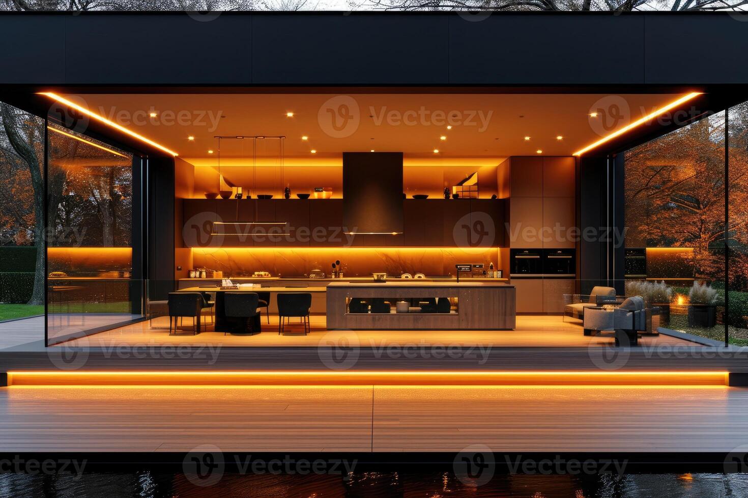 AI generated modern kitchen furniture interior designer professional advertising photography photo