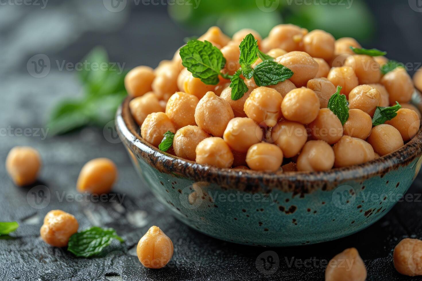 AI generated chickpeas isolated kitchen table professional advertising food photography photo