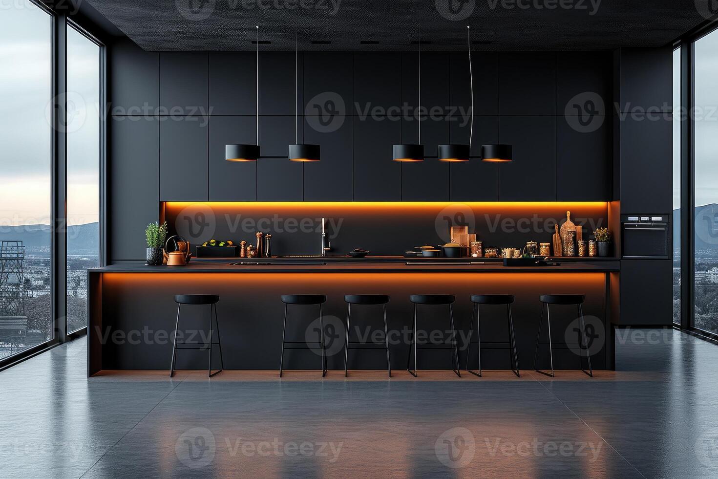 AI generated modern kitchen furniture interior designer professional advertising photography photo