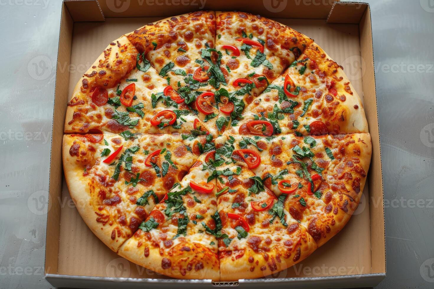 AI generated takeaway or delivery pizza box professional advertising food photography photo