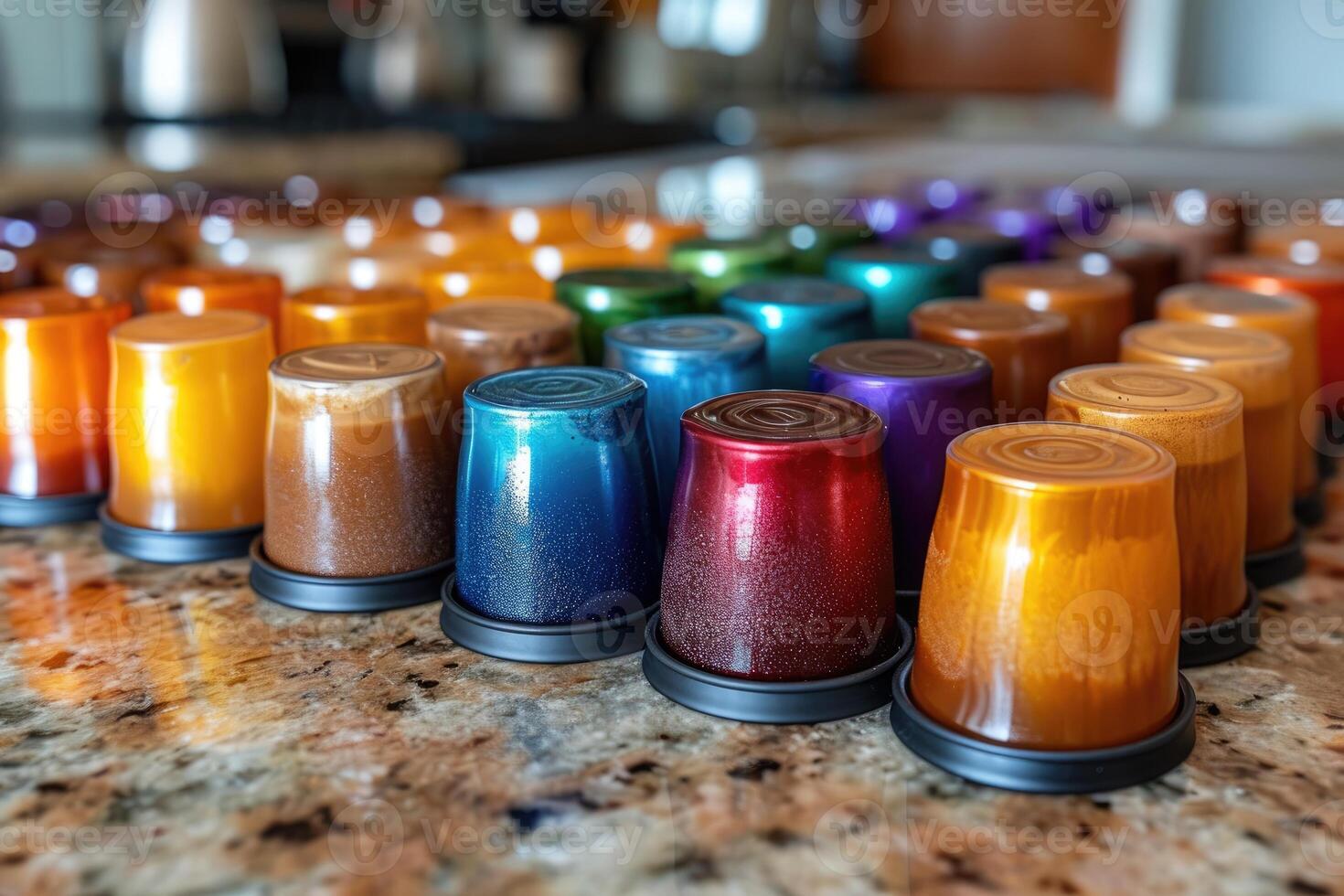 AI generated coffee pods on kitchen counter professional advertising food photography photo