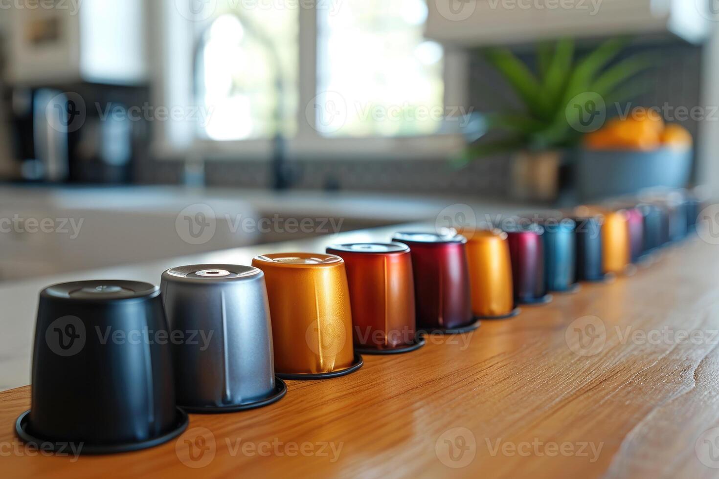 AI generated coffee pods on kitchen counter professional advertising food photography photo