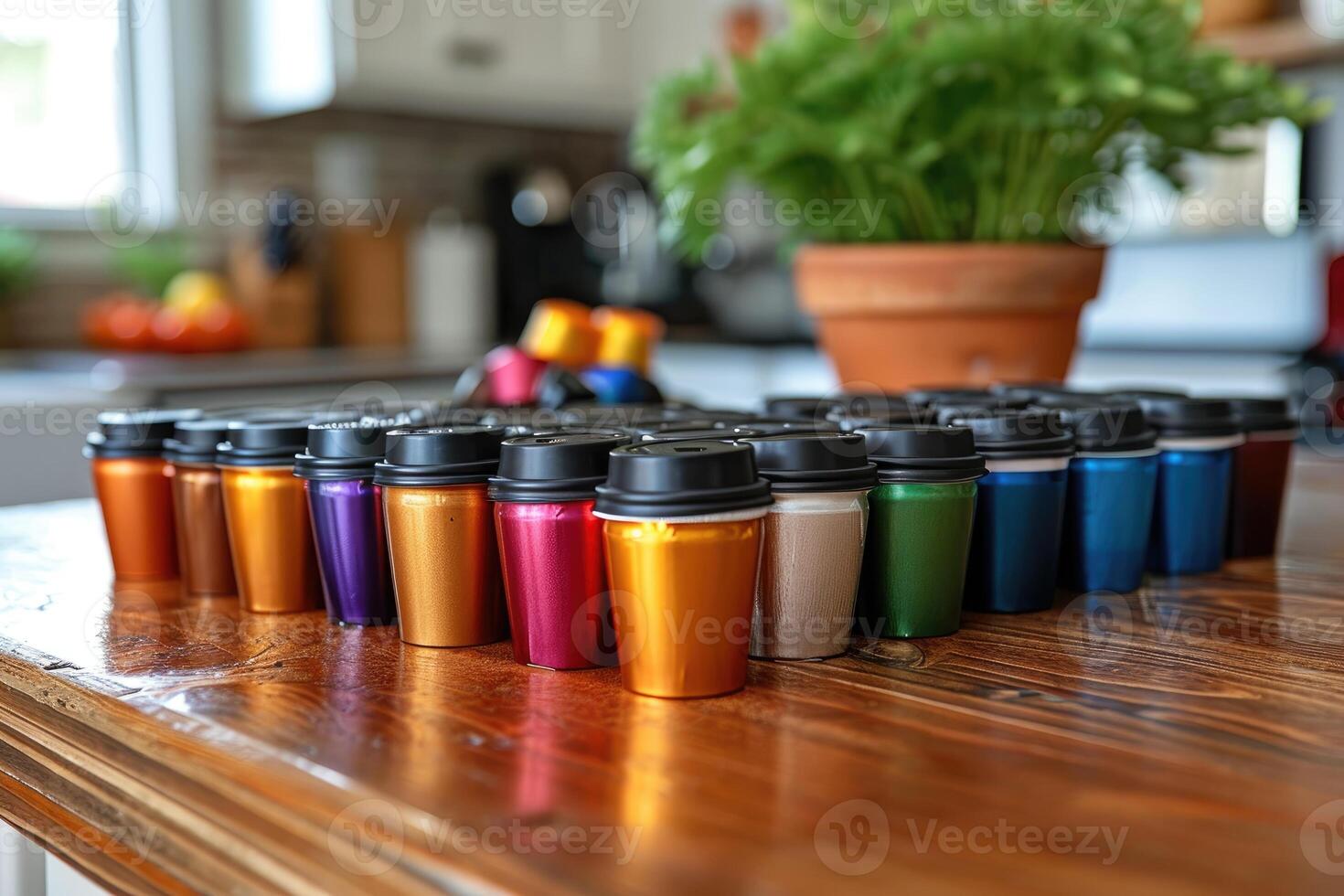 AI generated coffee pods on kitchen counter professional advertising food photography photo