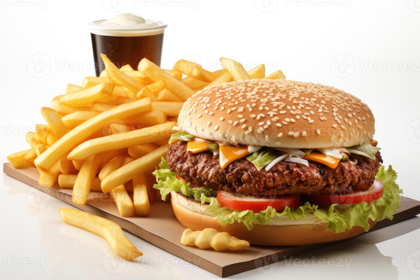 AI generated street menu fast food on the table professional advertising food photography photo