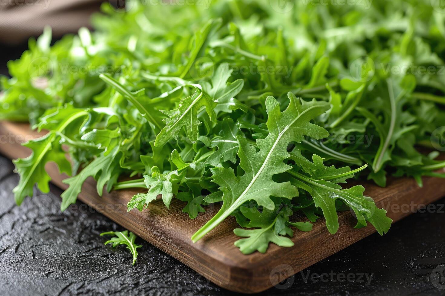 AI generated Arugula isolated kitchen table professional advertising food photography photo