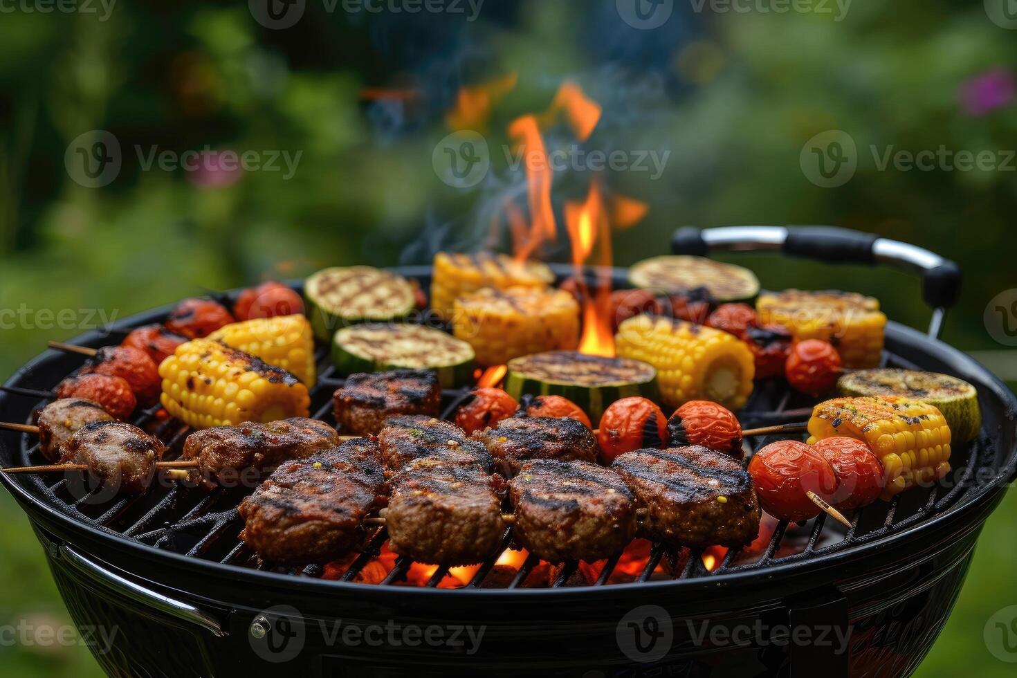 AI generated Delicious grilled meat with vegetables professional advertising food photography photo