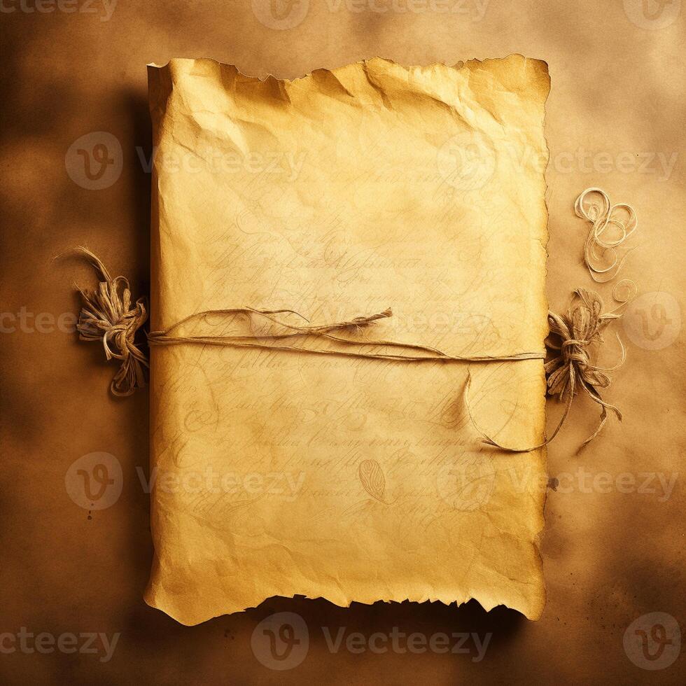 AI generated Ancient yellowed paper parchment background ai generated concept photo