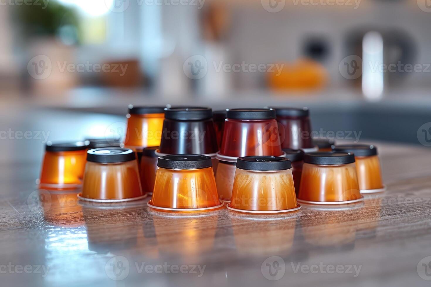 AI generated coffee pods on kitchen counter professional advertising food photography photo