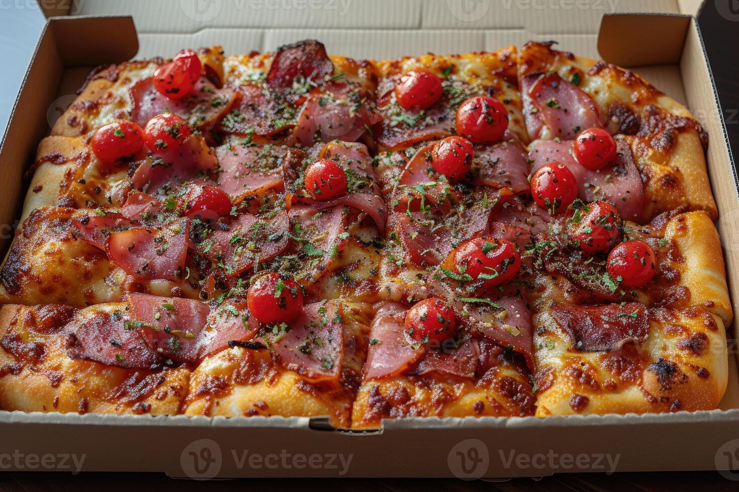 AI generated takeaway or delivery pizza box professional advertising food photography photo