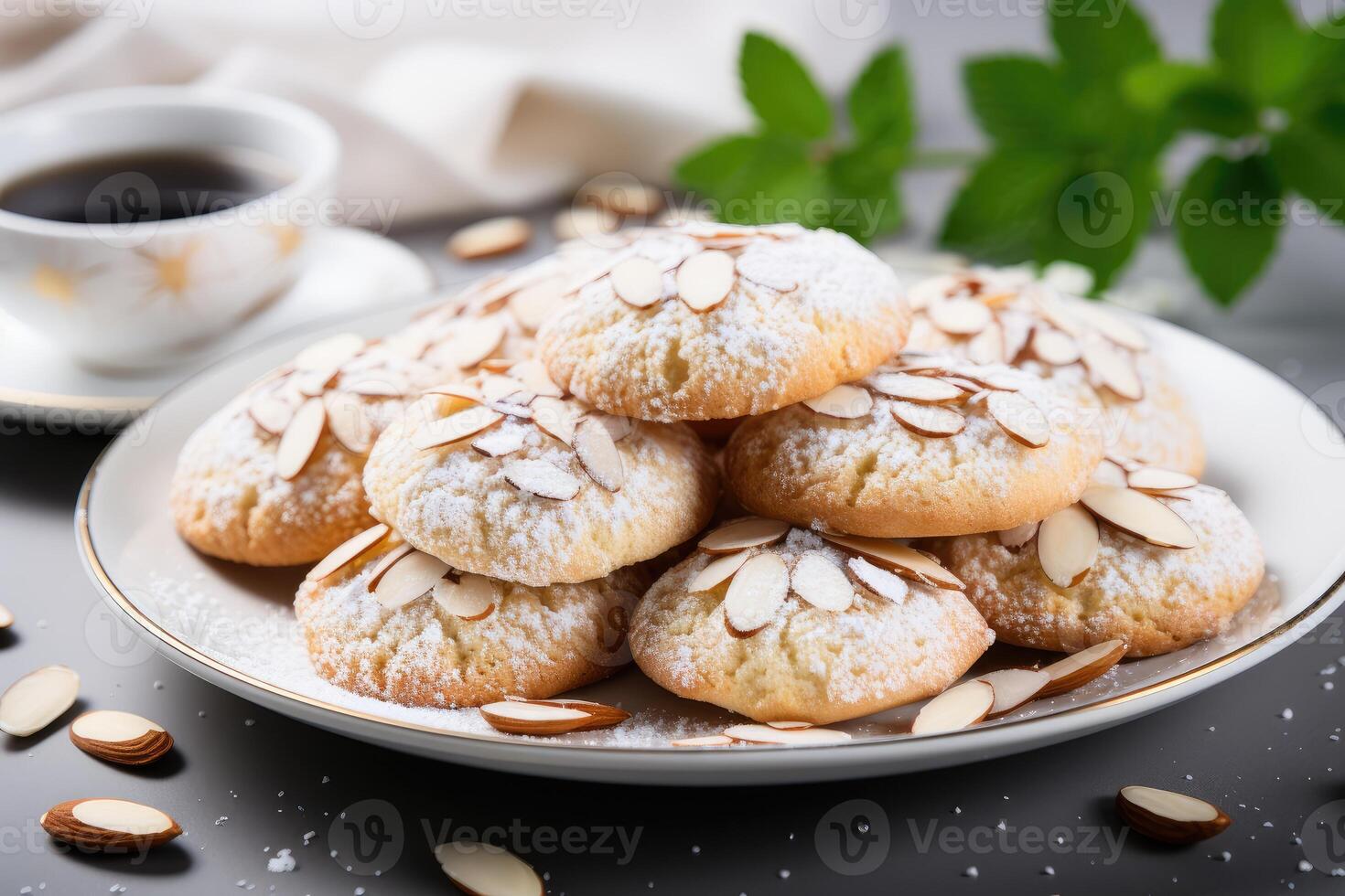 ai generado dulce almendra galletas en el mesa profesional publicidad comida fotografía foto