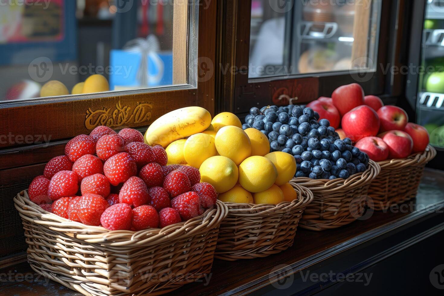 AI generated Fresh fruits gift box professional advertising food photography photo