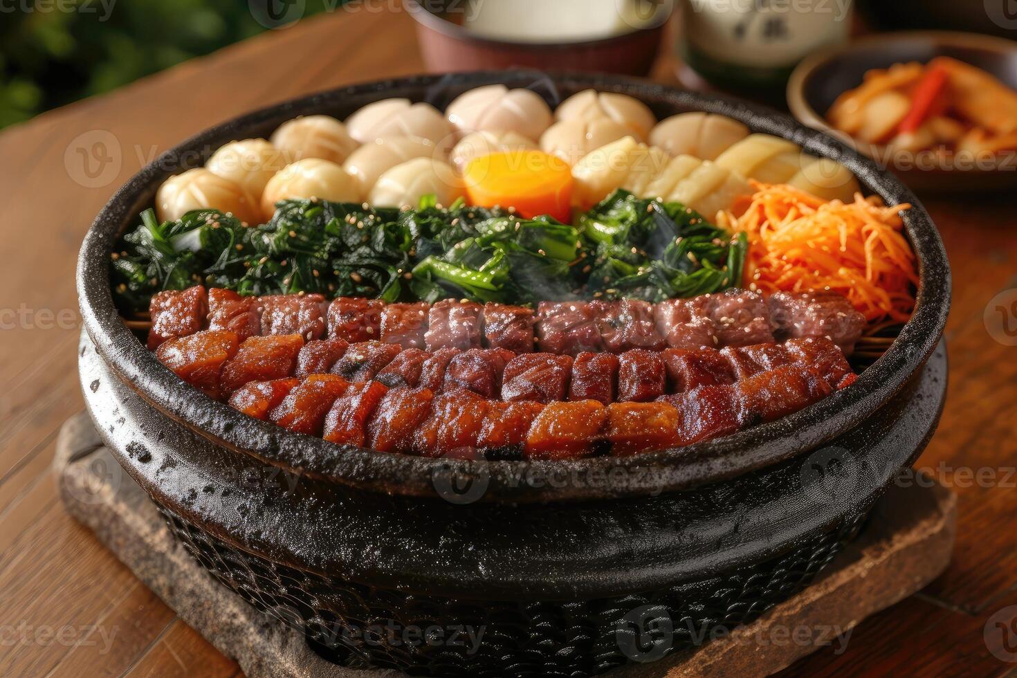 AI generated Delicious grilled meat with vegetables professional advertising food photography photo