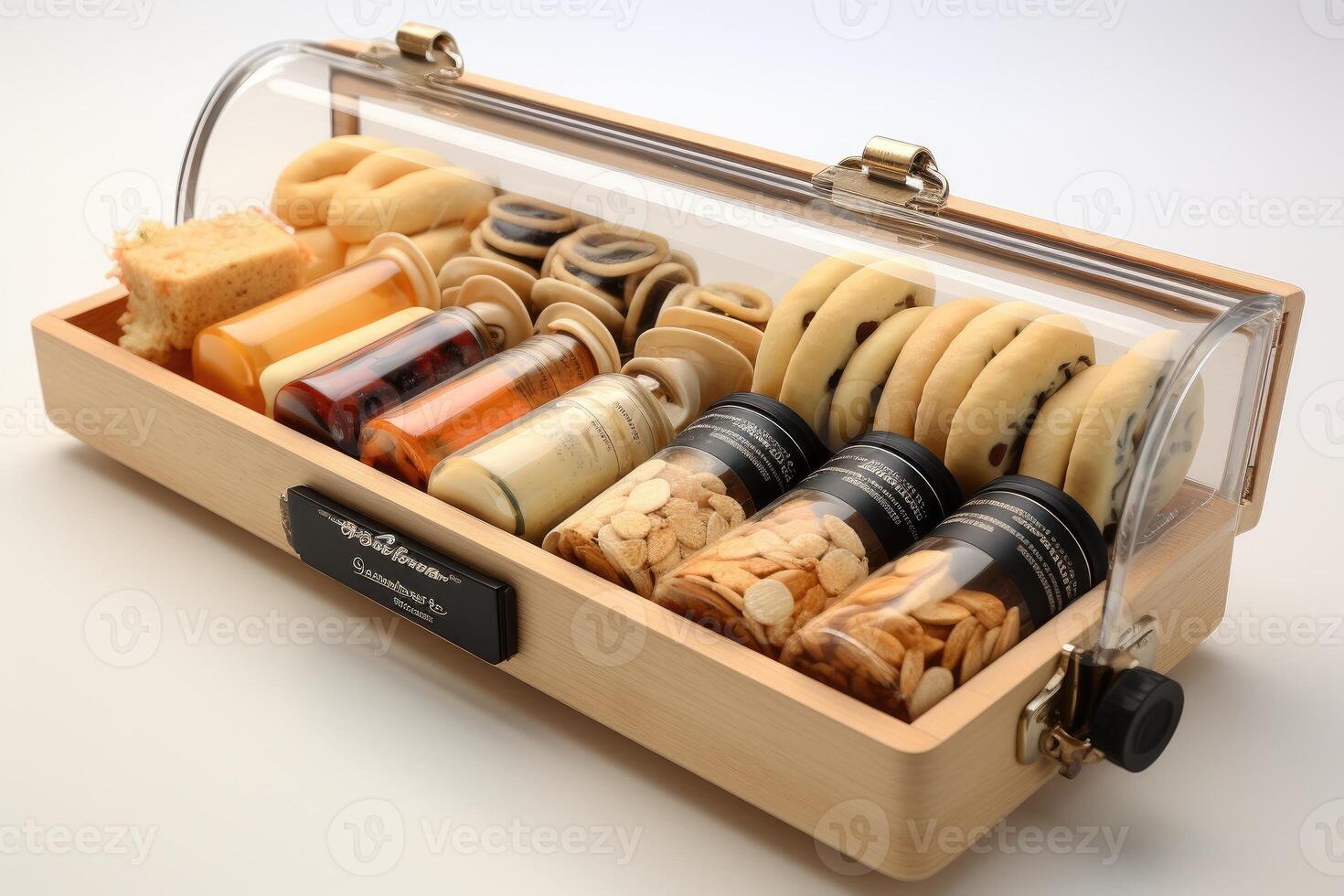 AI generated mixed snacks in boxes professional advertising food photography photo