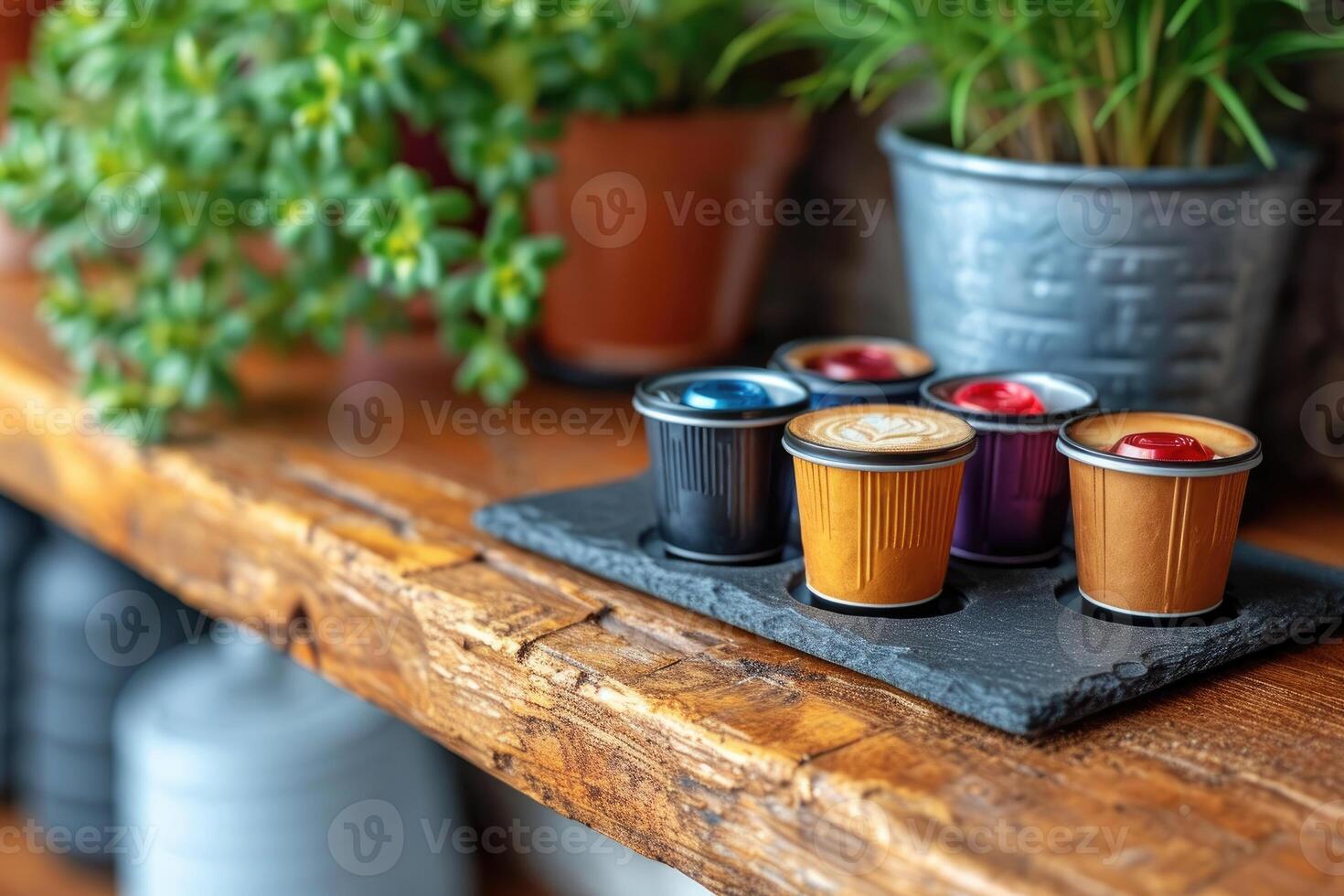 AI generated coffee pods on kitchen counter professional advertising food photography photo