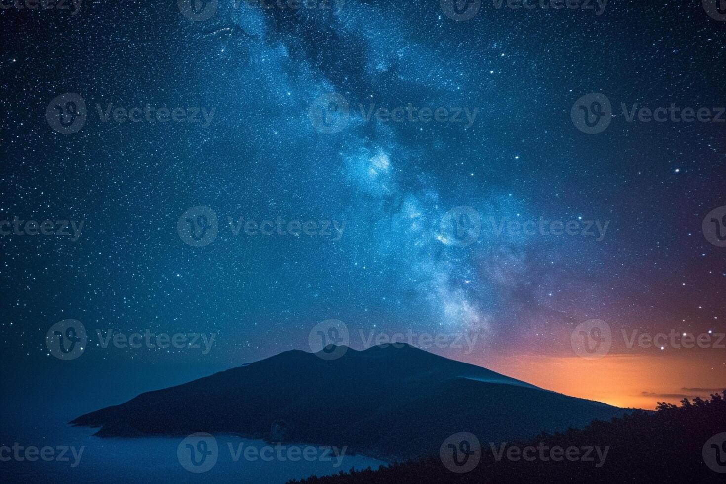 AI generated Scenic night sky view captures the enchanting beauty of darkness photo