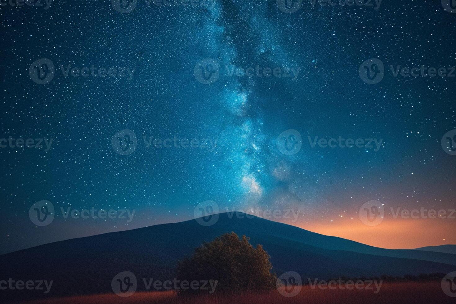 AI generated Starry night creates a mesmerizing scene in the expansive sky photo