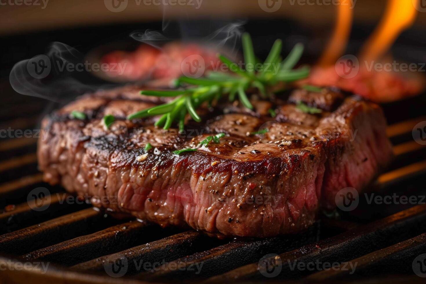 AI generated Savory delight a juicy and rare grilled steak ready to eat photo