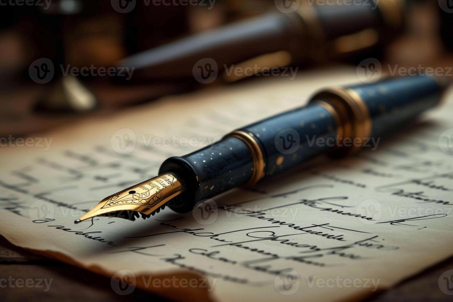 AI generated Quill pen adds an antique touch to signing an elegant contract photo