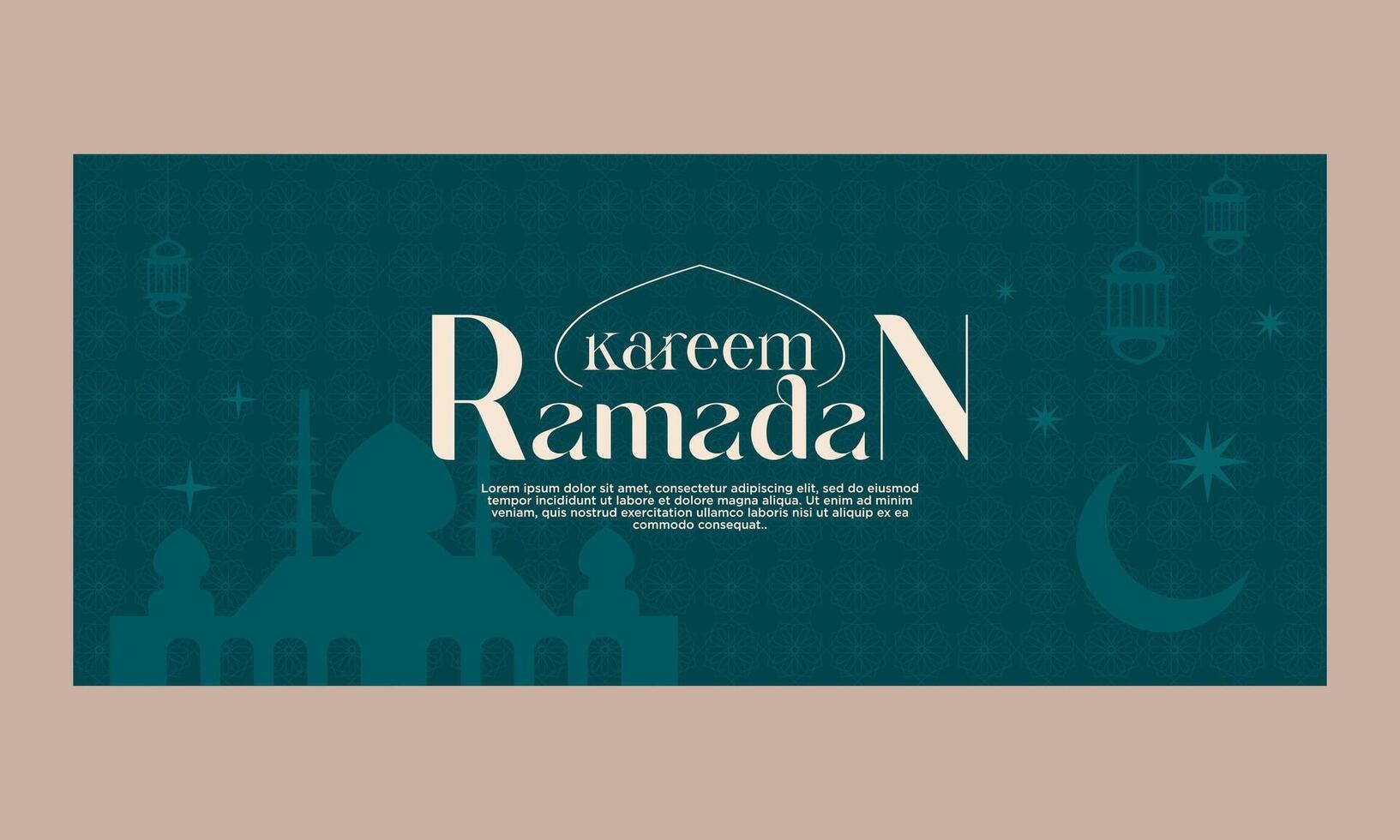 Ramadan kareem banner. Islamic theme background. wishes poster template vector