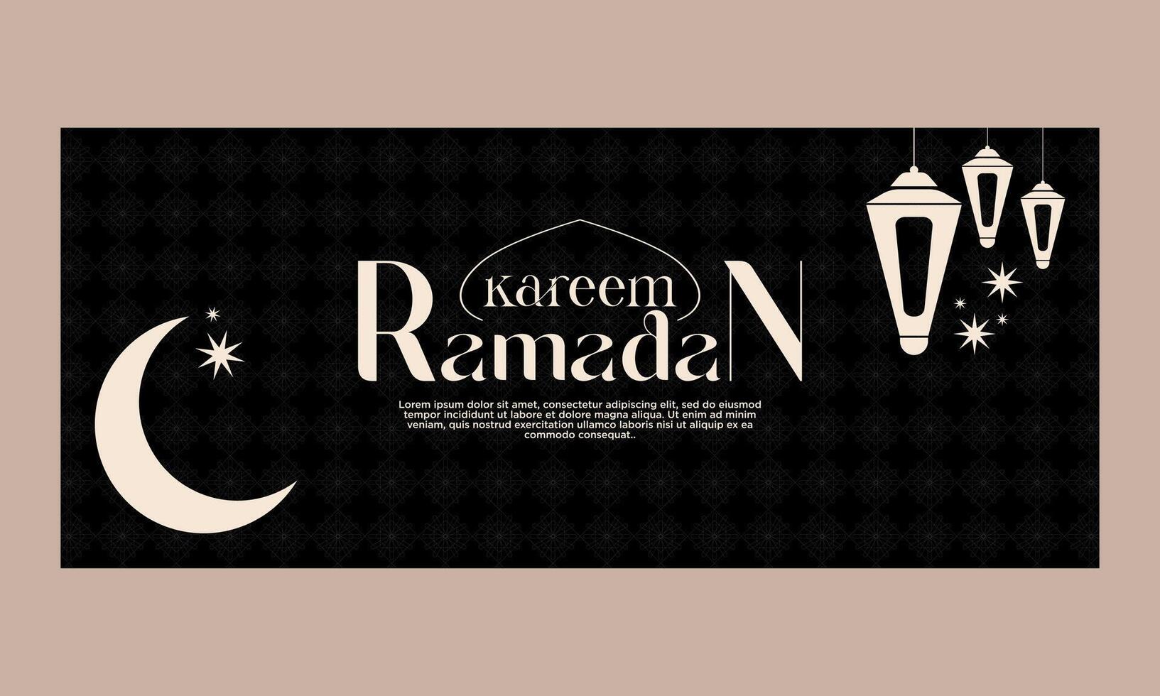 Ramadán kareem bandera. islámico tema antecedentes. deseos póster modelo vector