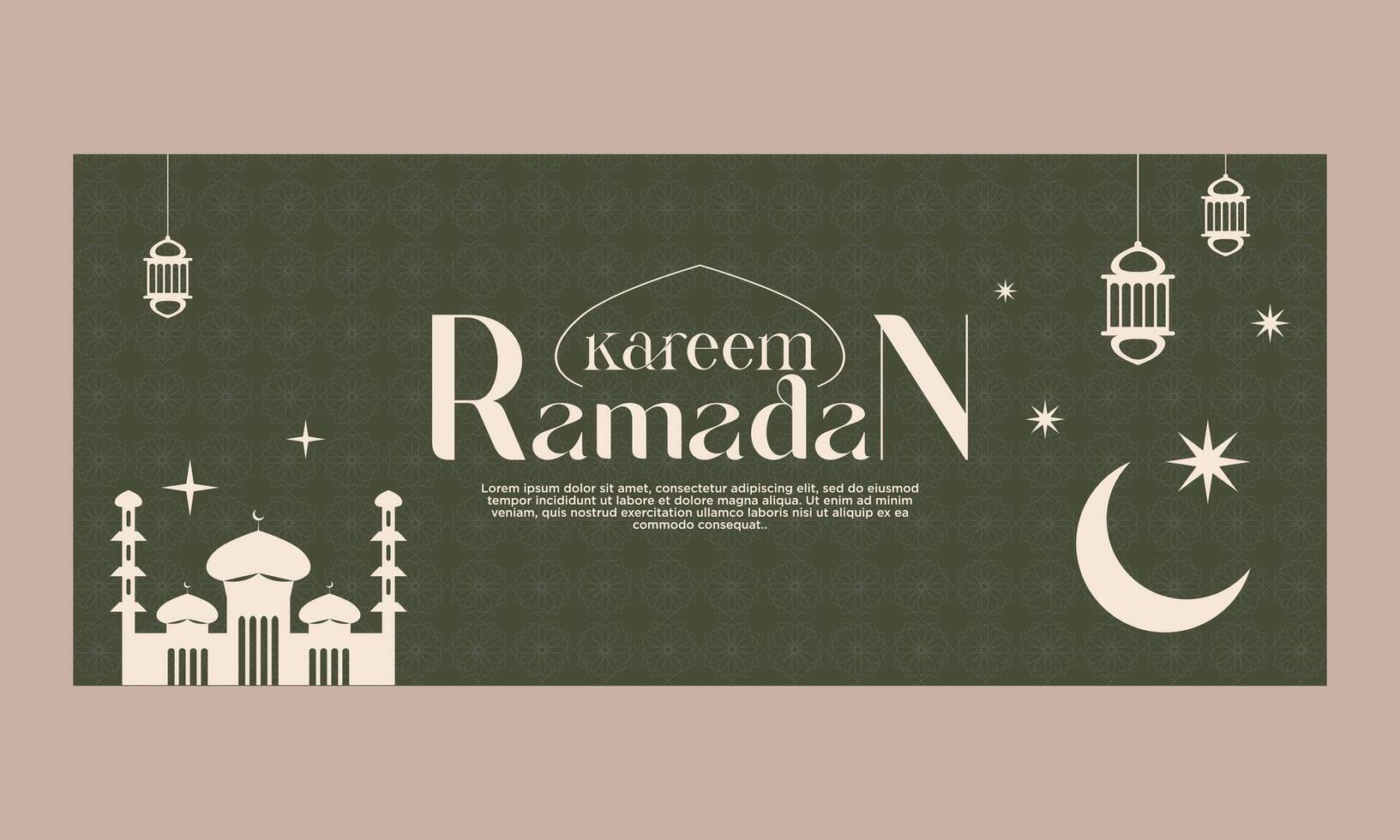 Ramadán kareem bandera. islámico tema antecedentes. deseos póster modelo vector