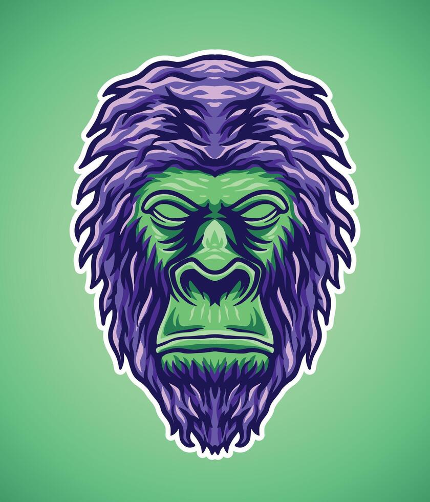 Gorilla Illustration in Psychedelic theme sticker vector