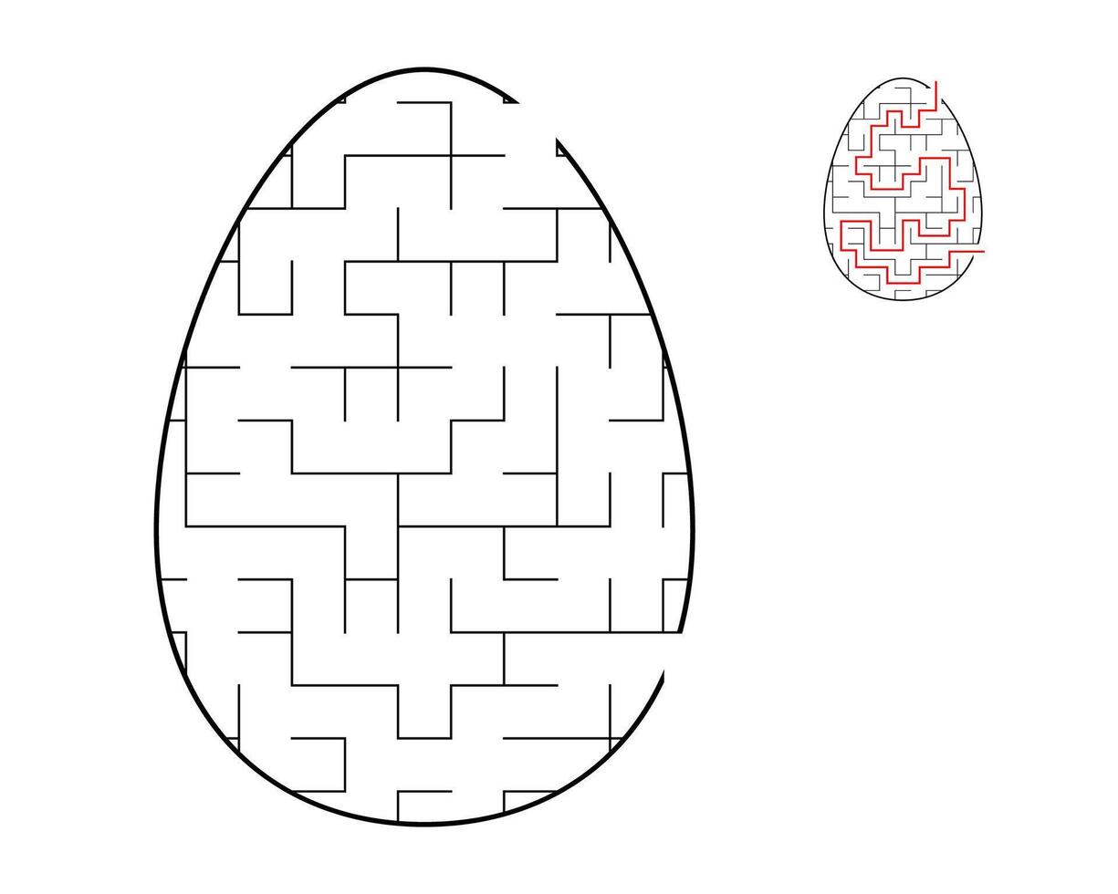 A maze puzzle. An egg shaped maze. Entertainment for children and adults vector