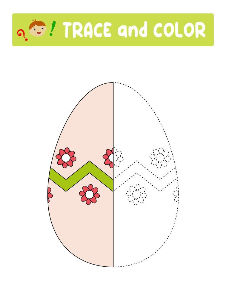 Trace and color . entertainment for children. training sheet. worksheet.Easter Egg vector