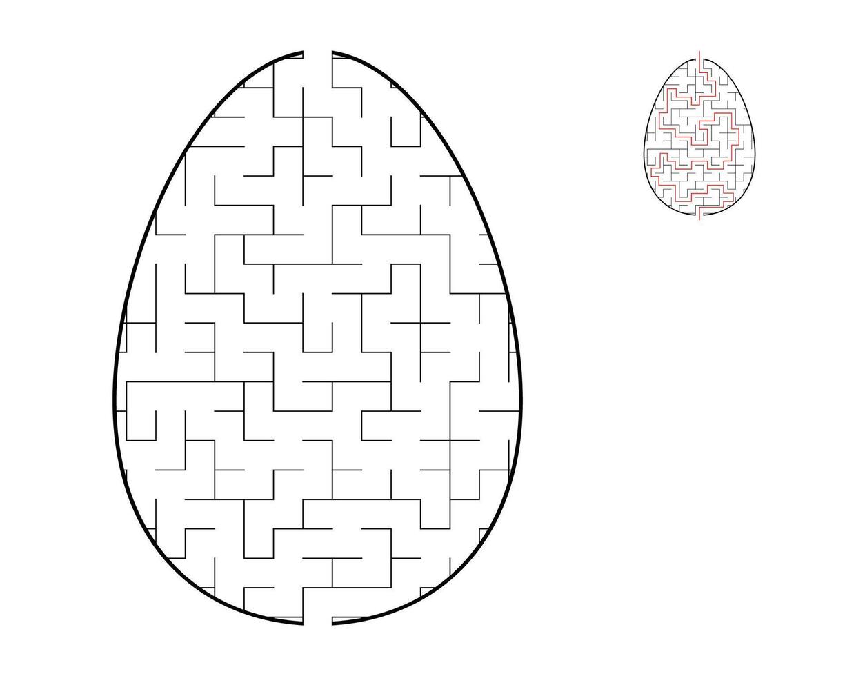 A maze puzzle. An egg shaped maze. Entertainment for children and adults vector