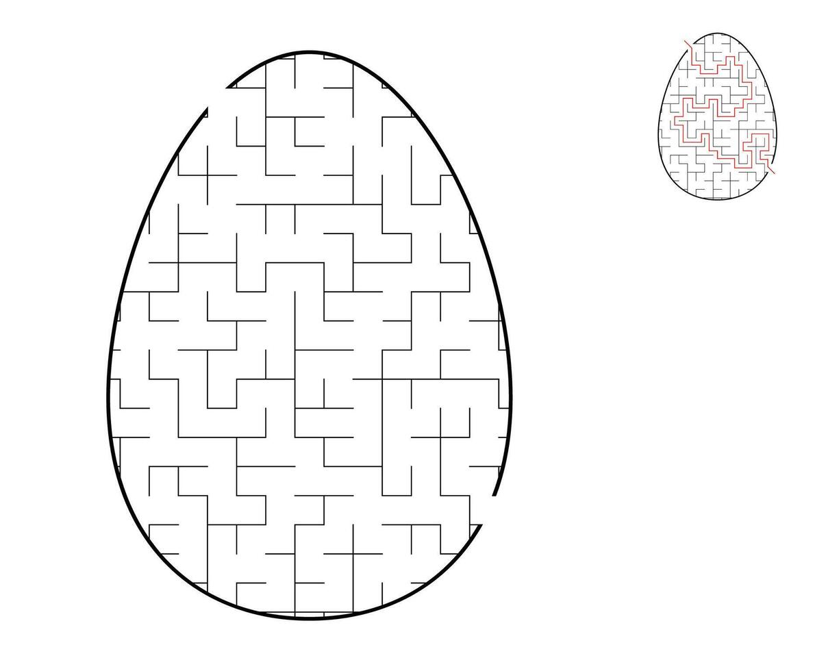 A maze puzzle. An egg shaped maze. Entertainment for children and adults vector