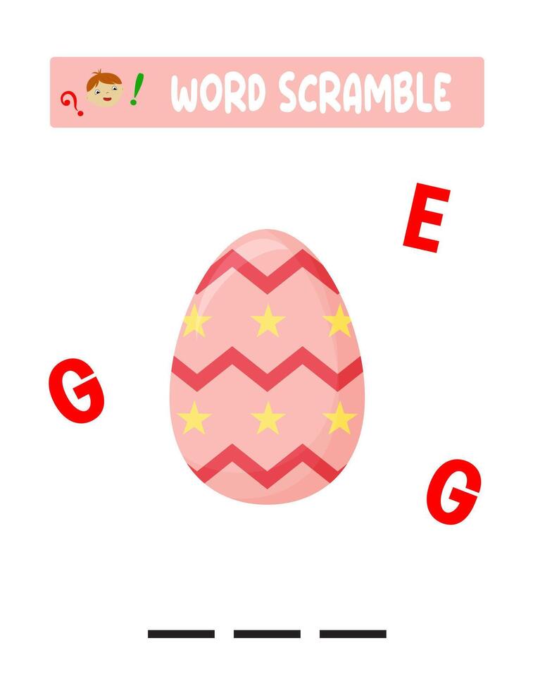 Word scramble. kid's educational games. Easter Game vector