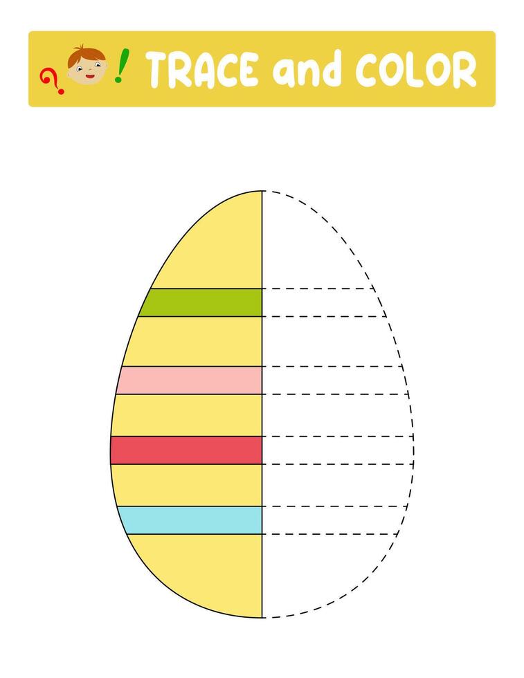 Trace and color . entertainment for children. training sheet. worksheet.Easter Egg vector