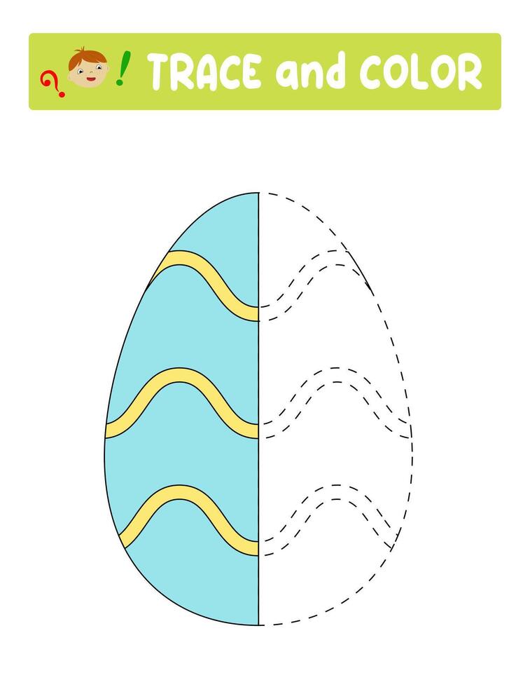 Trace and color . entertainment for children. training sheet. worksheet.Easter Egg vector