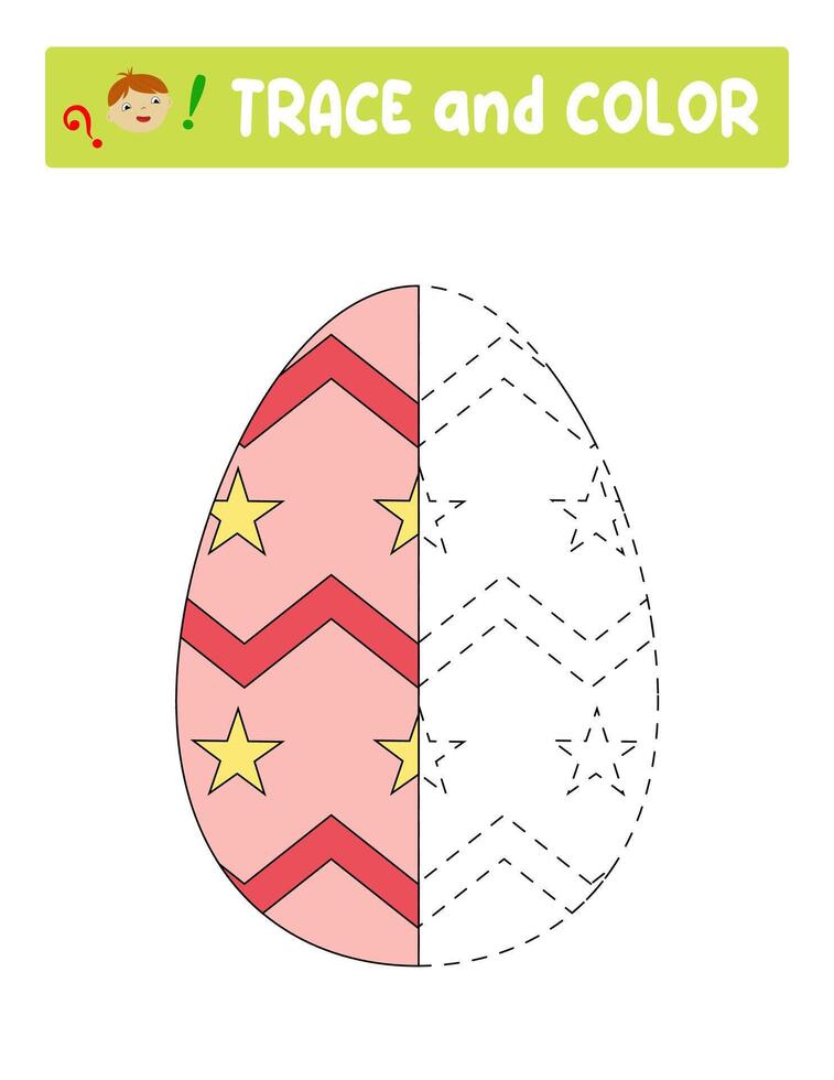 Trace and color . entertainment for children. training sheet. worksheet.Easter Egg vector