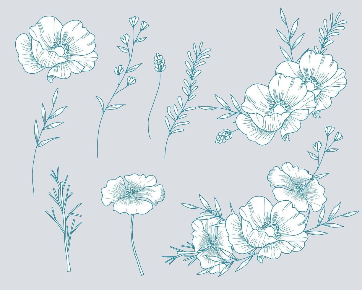 Anemone and Wild Flower Background vector