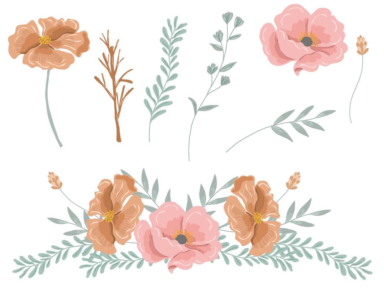 Anemone and Wild Flower vector