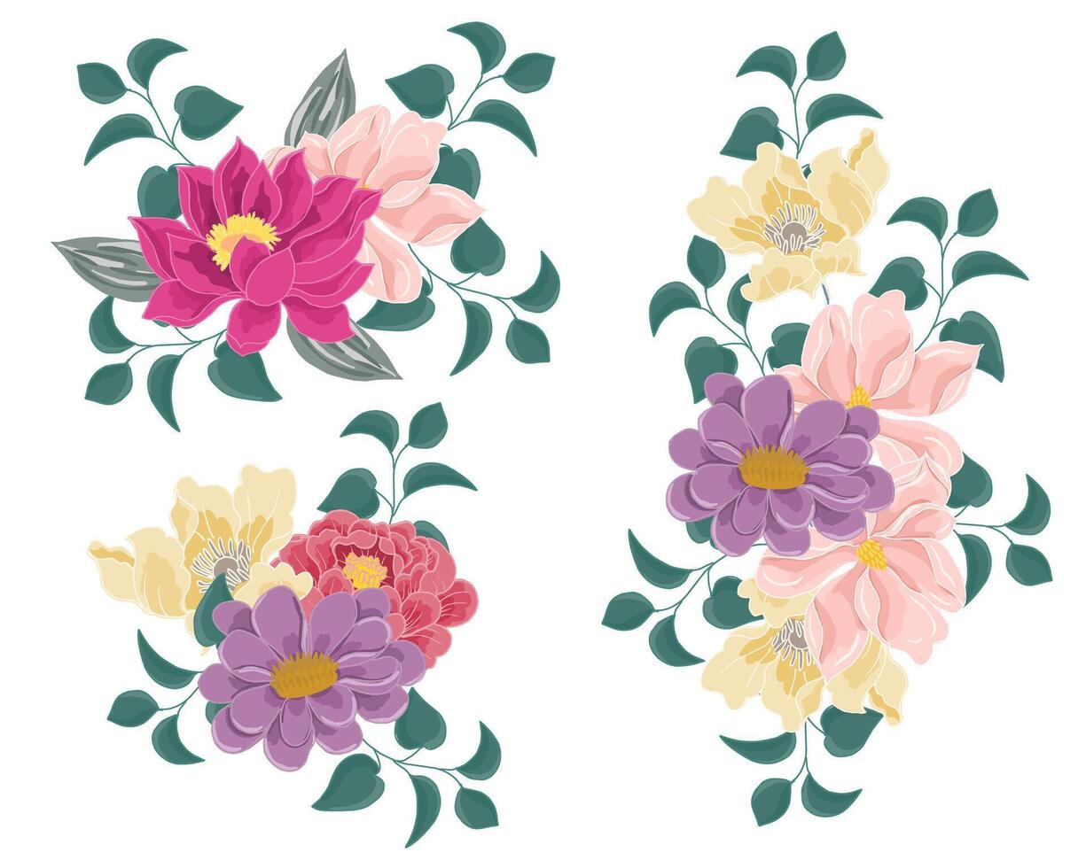 Rose and Lotus Flower Arrangement vector
