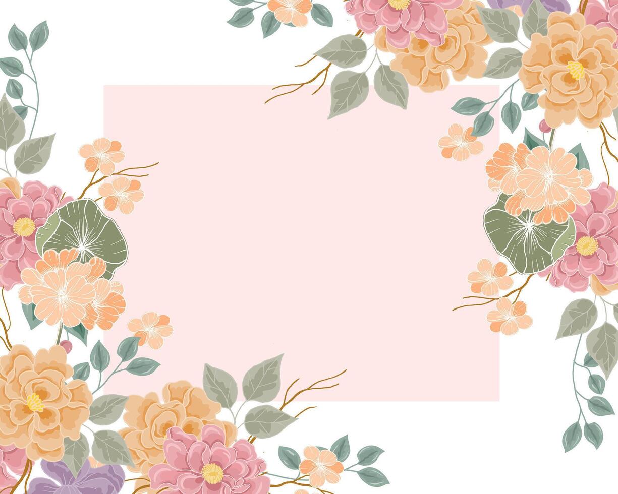 Soft Pastel Rose Flower Border vector