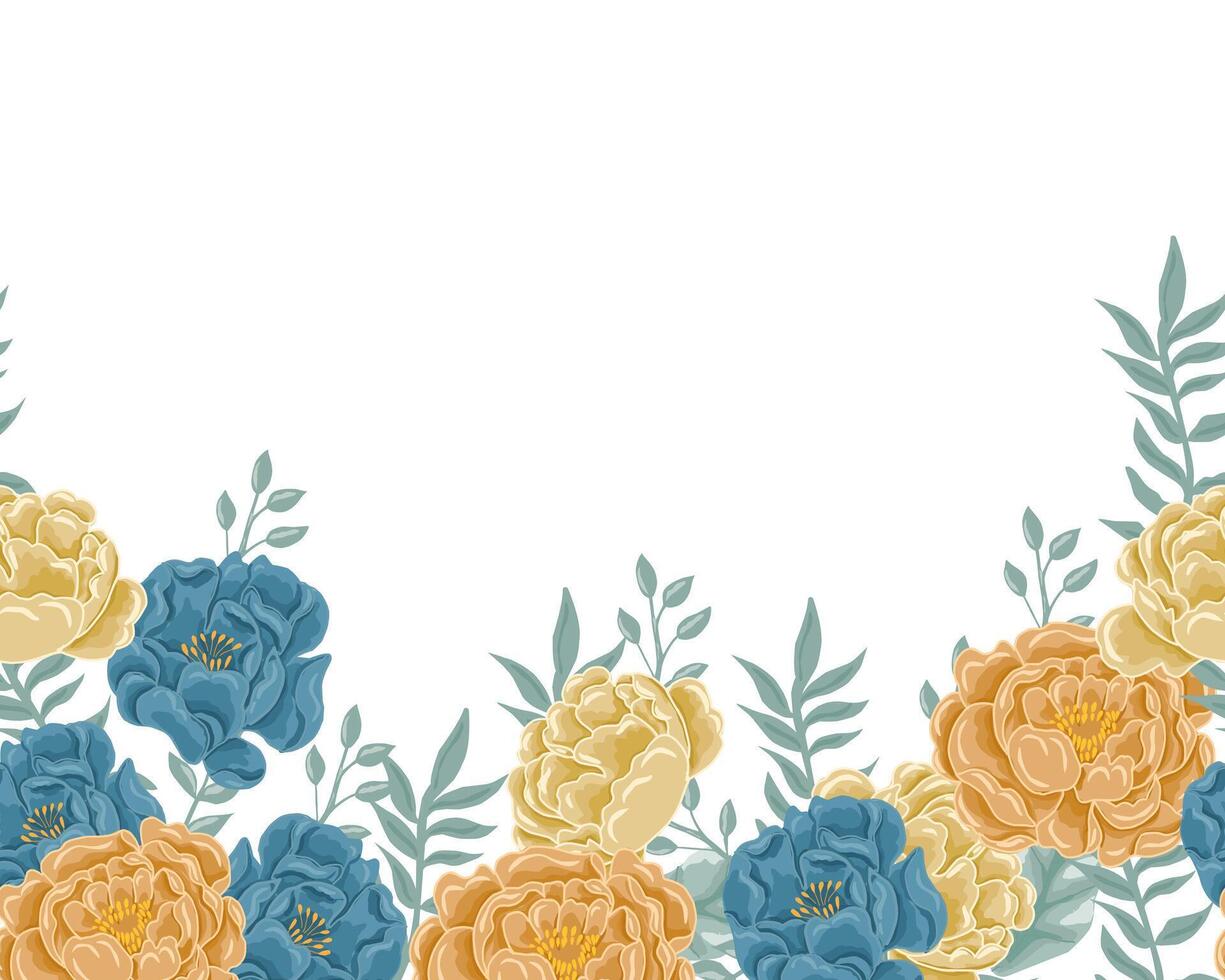 Vintage Blue and Orange Rose Flower Background vector