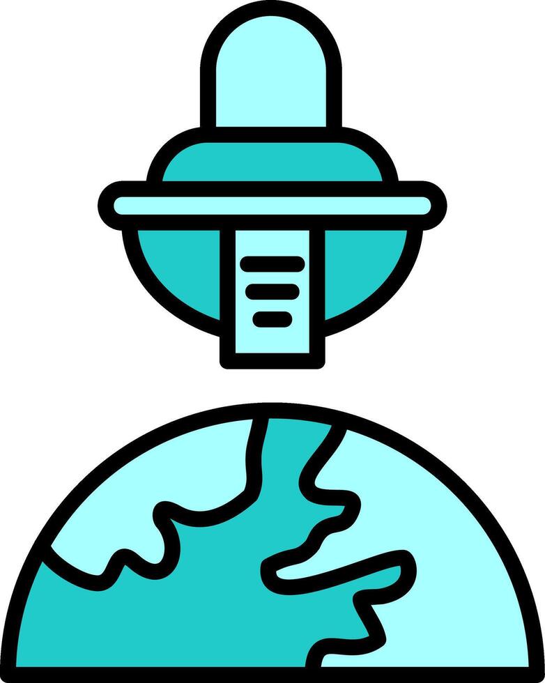 Space Ship On Earth Vector Icon