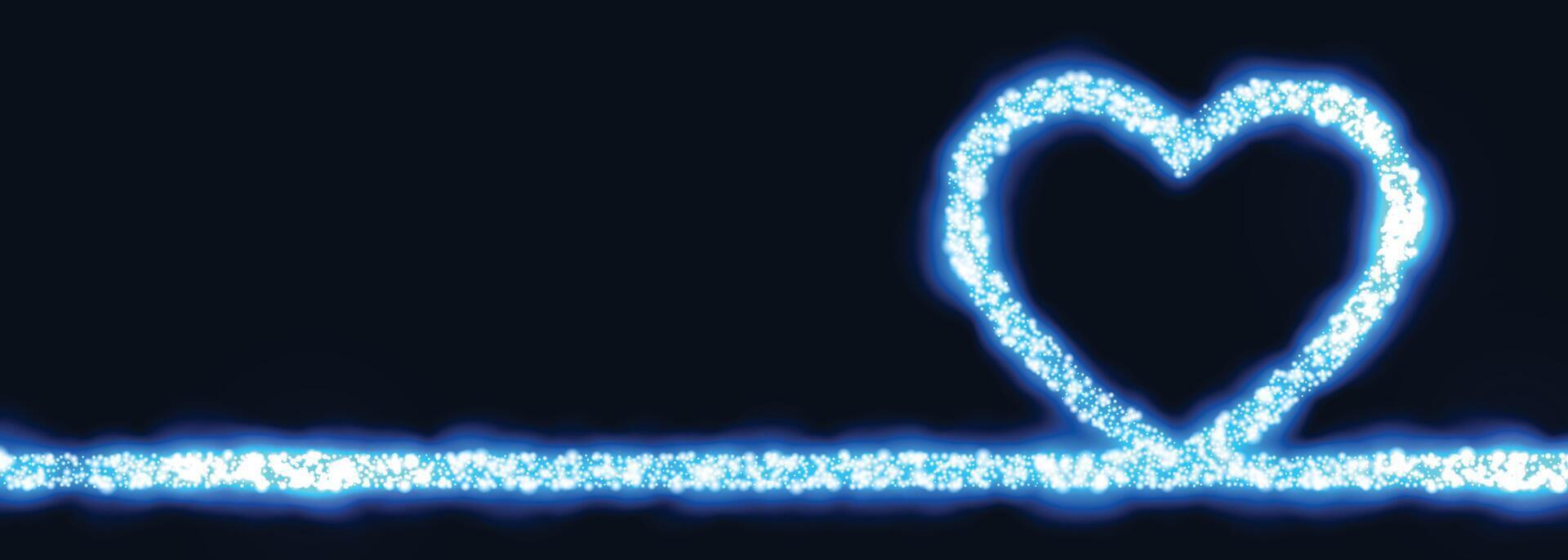 glowing blue heart made with sparkle banner design vector