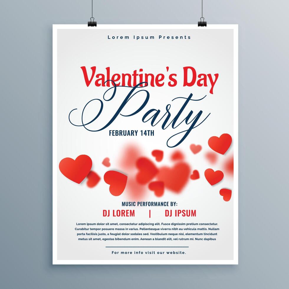 beautiful valentines day party flyer design vector